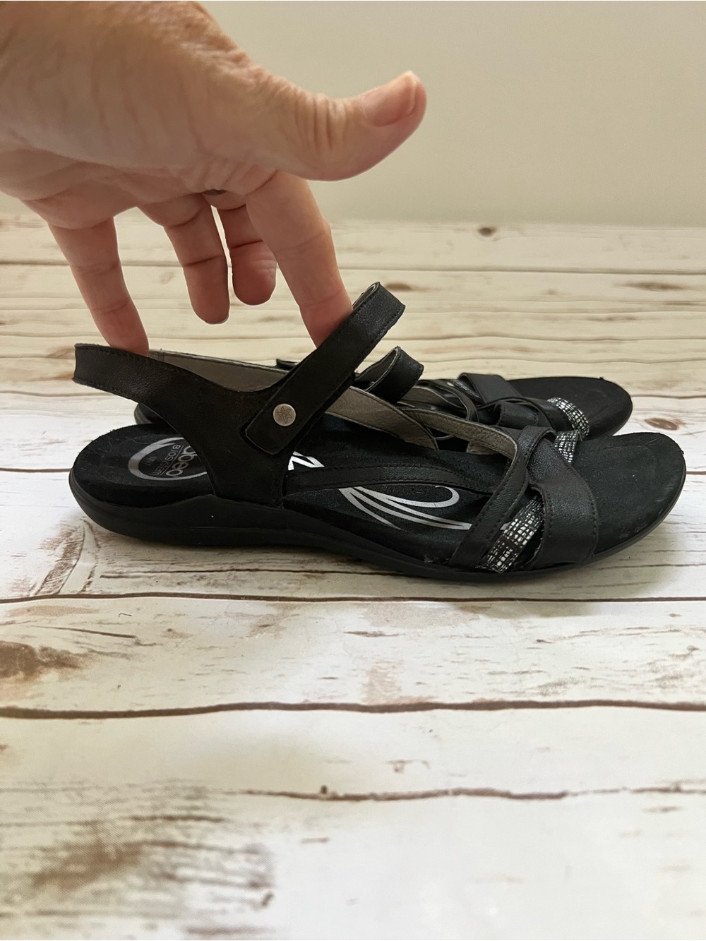 ABEO Black Strappy Comfort Sandals